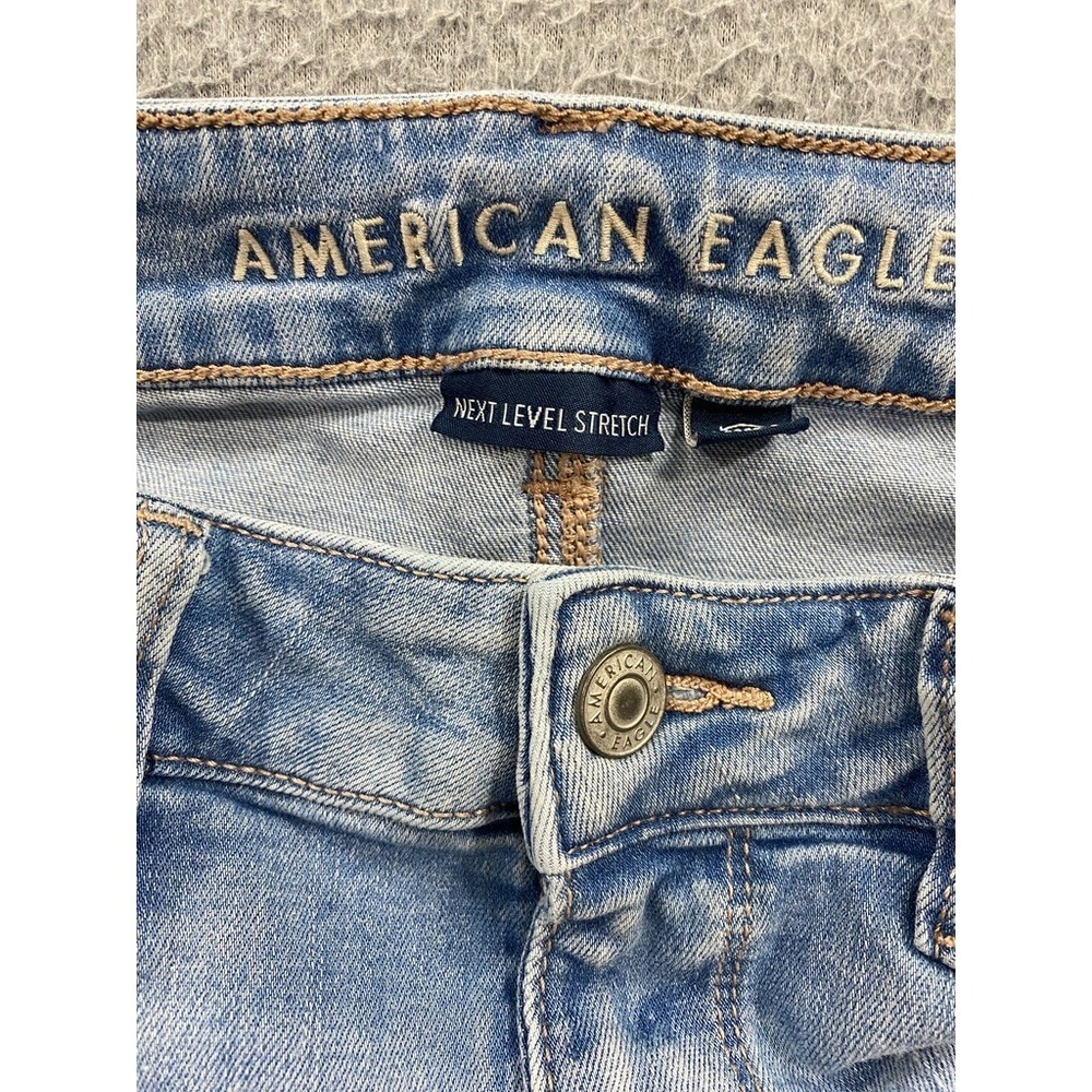 American Eagle Jeans Womens 10 Blue Super High Rise Flare Stretch Boho Retro - Picture 6 of 10